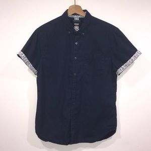 Denim and flower short sleeve button down